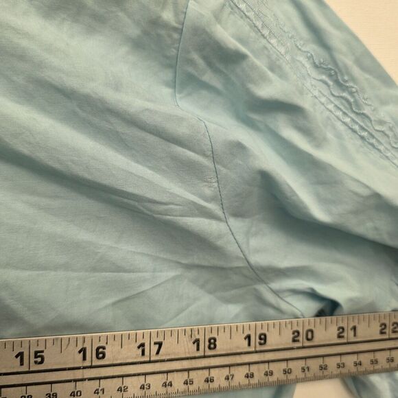 soft surroundings Heloise Eyelet Tunic Women's Size Medium Bell Sleeves Blue - Picture 6 of 8